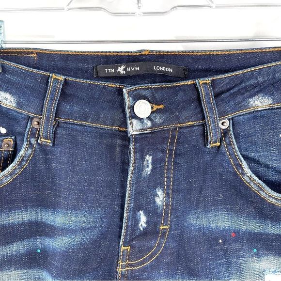 7th HVN London Men’s Distressed Dark Wash Slim Jeans Size 32 - Picture 6 of 15